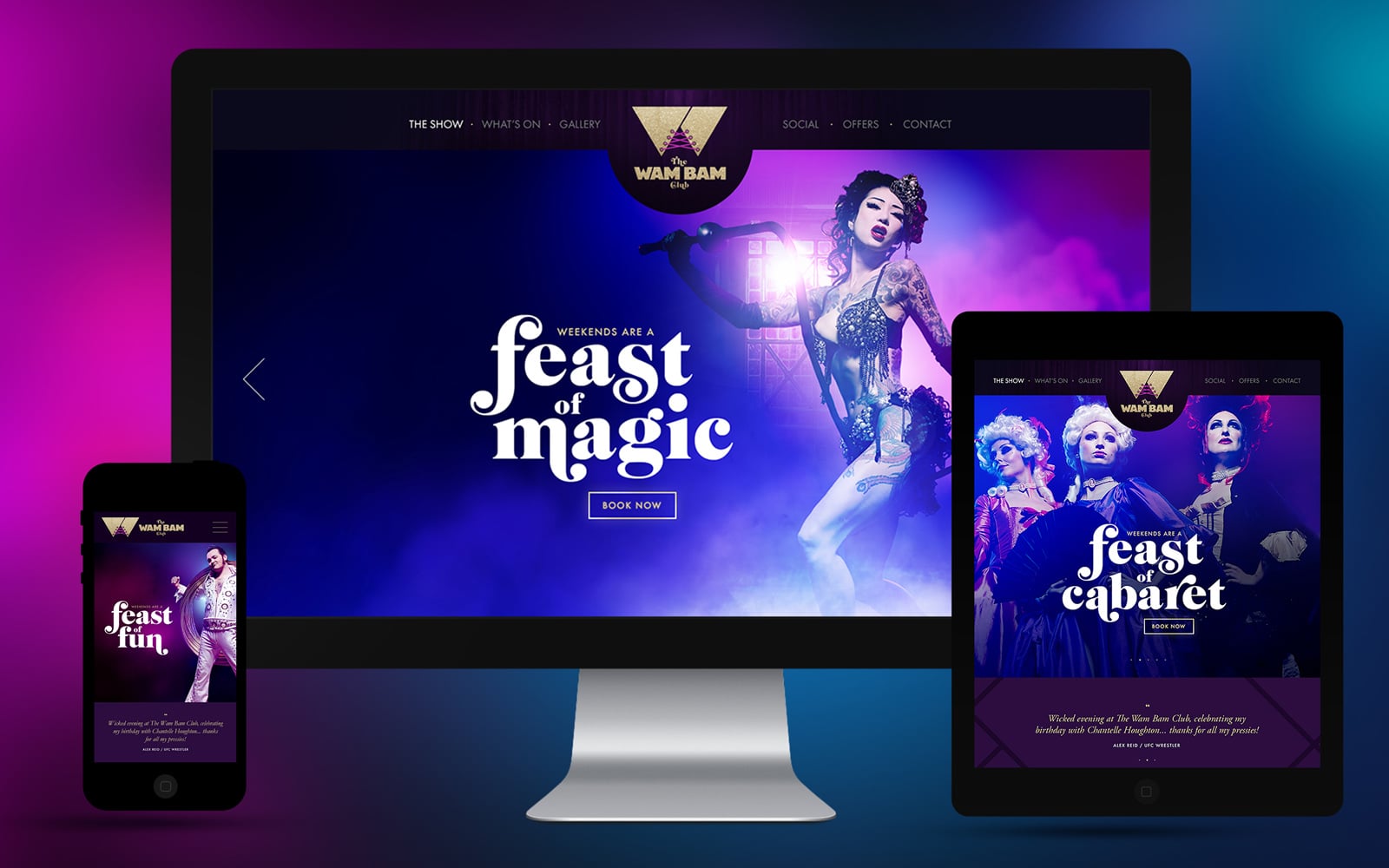 Repsonsive website design and art direction for The Wam Bam Club