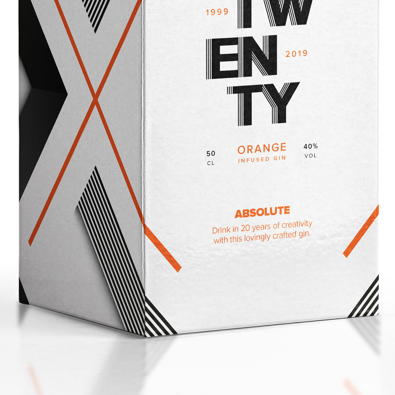 Box for the orange infused gin we created as part of the birthday campaign
