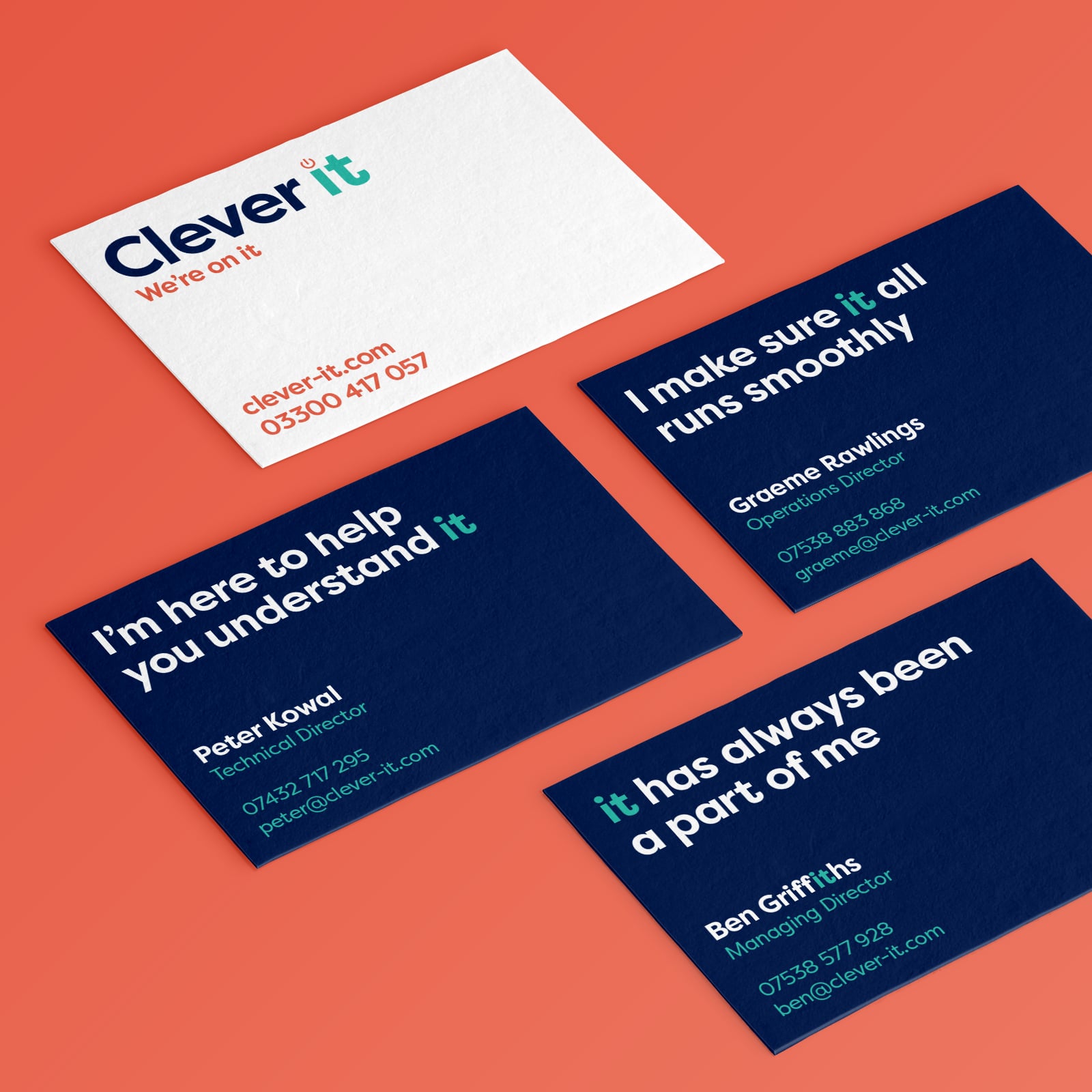 Business cards were created as part of the brand stationery