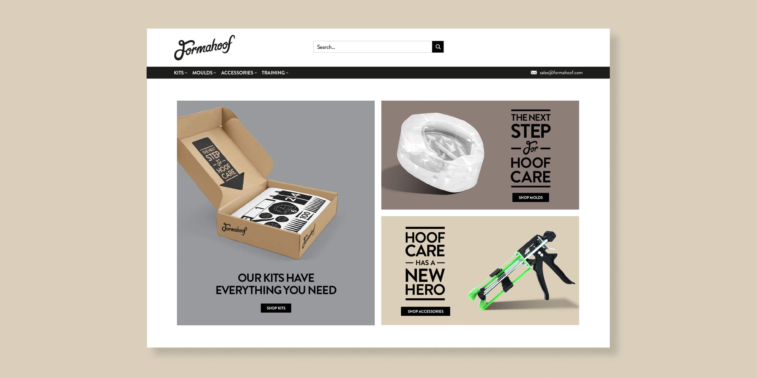 Formahoof e-commerce website panels