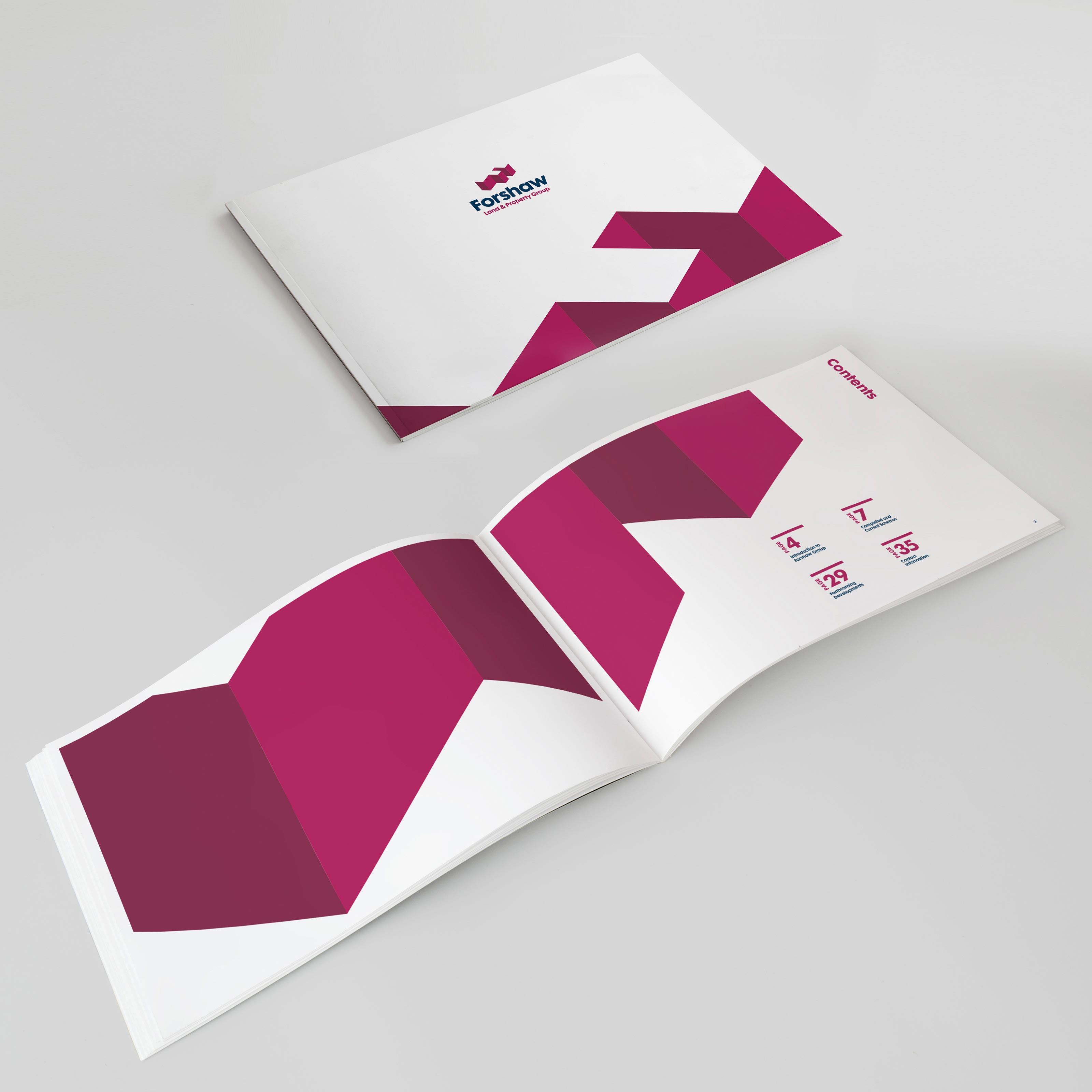 Front cover and spread from corporate brochure produced by Absolute