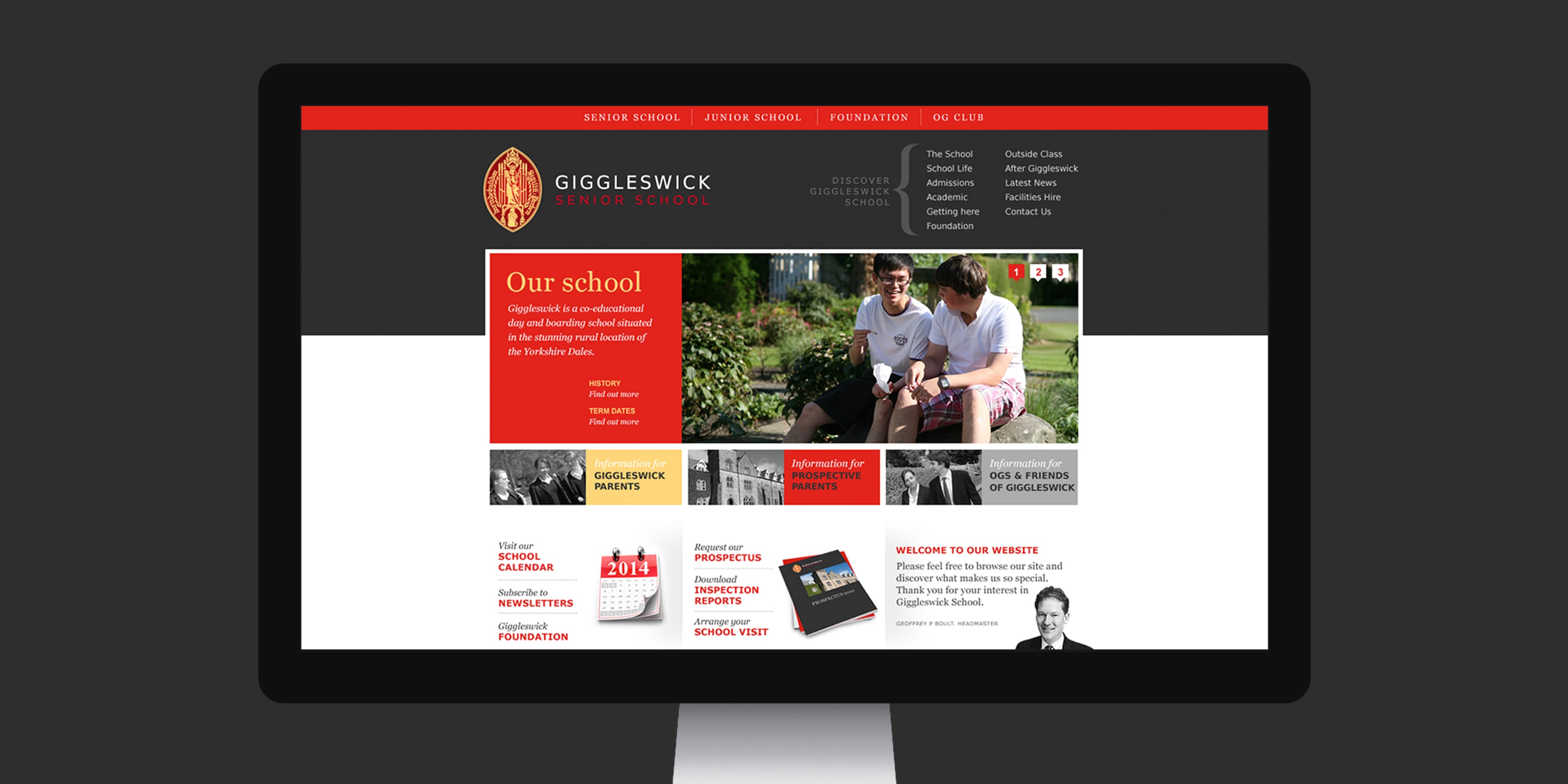 The development of the brand received the digital treatment in the form of a brand new website for the school