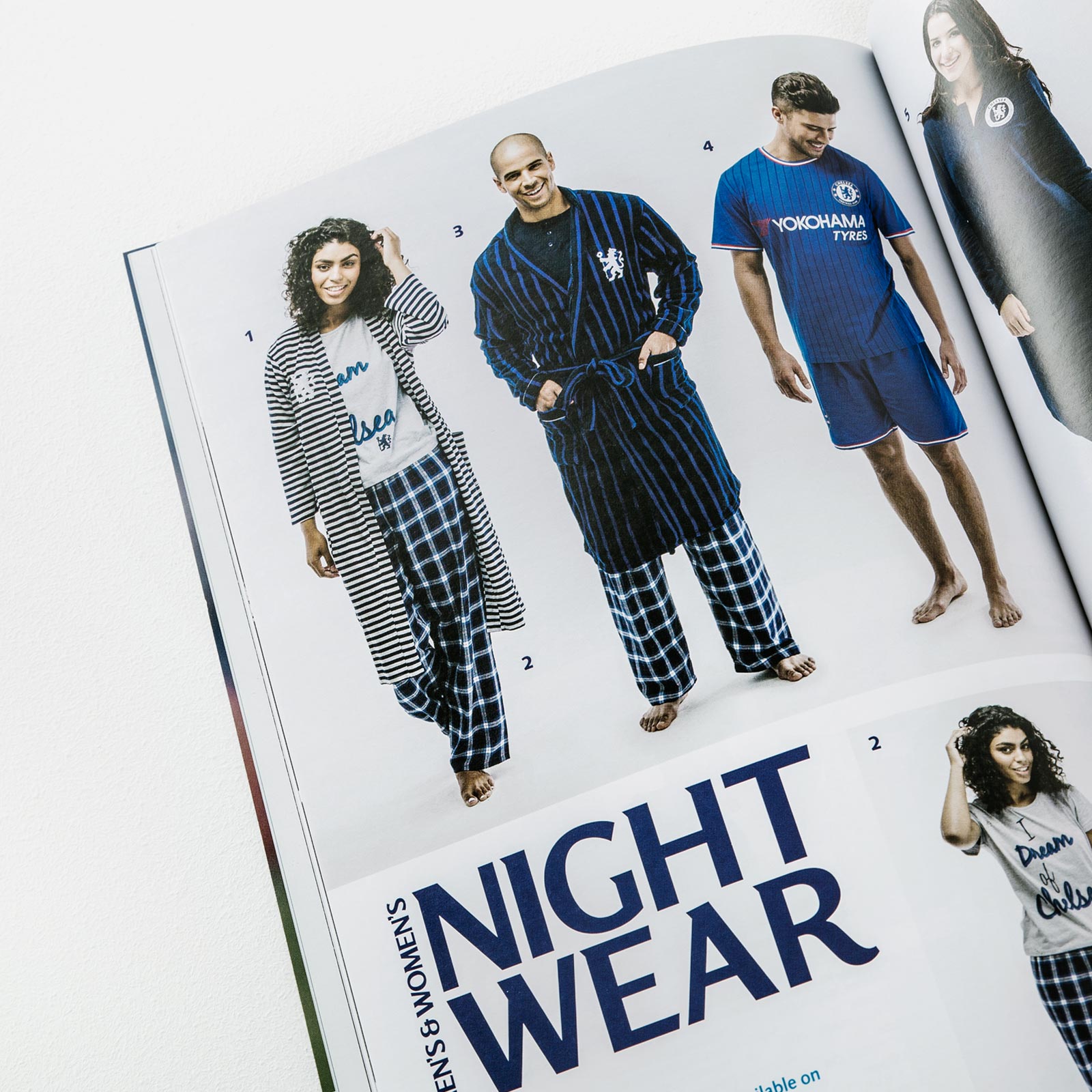 Mens and Womens Chelsea FC Night Wear page from Chelsea FC Catalogue