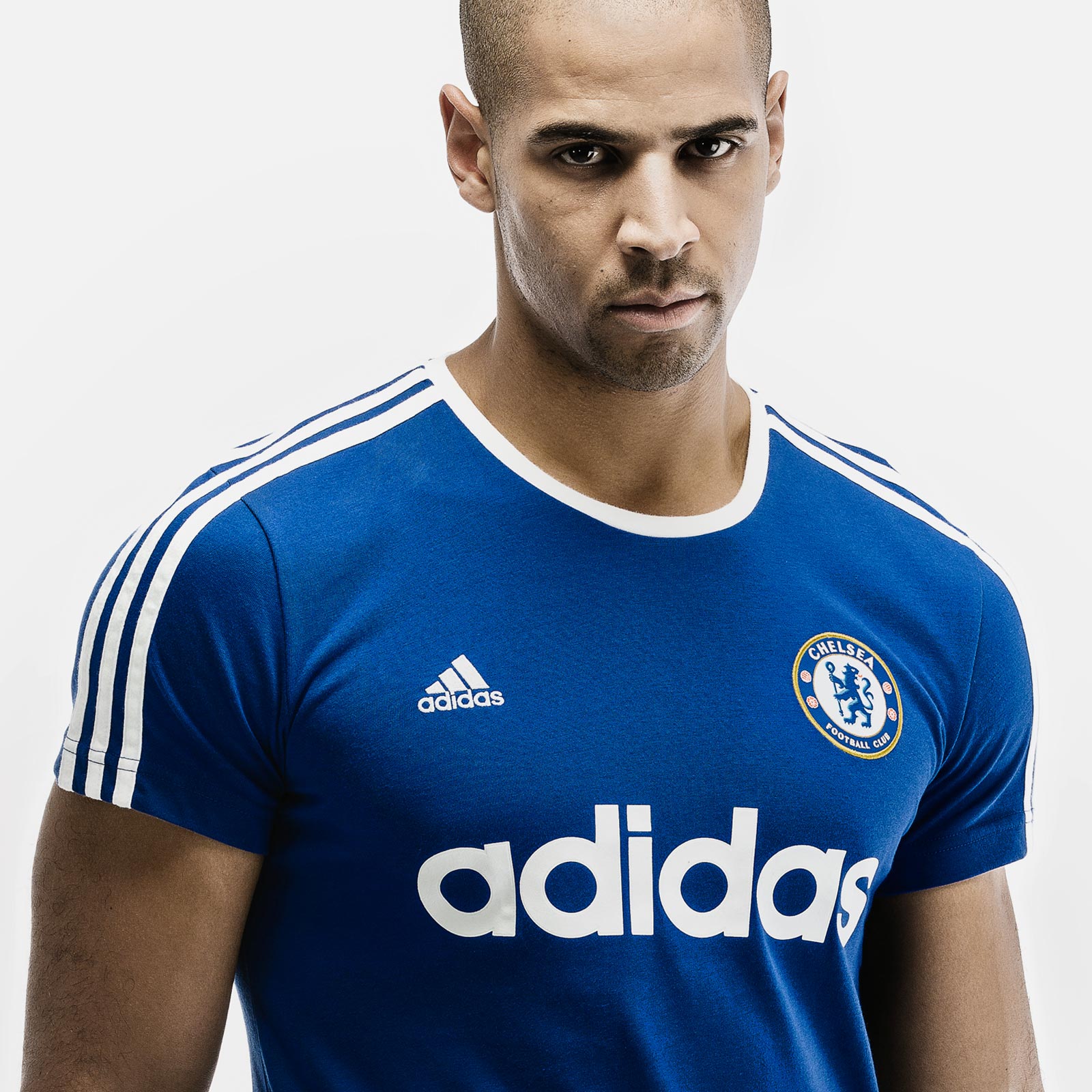 Nick wears an Adidas Chelsea FC t-shirt