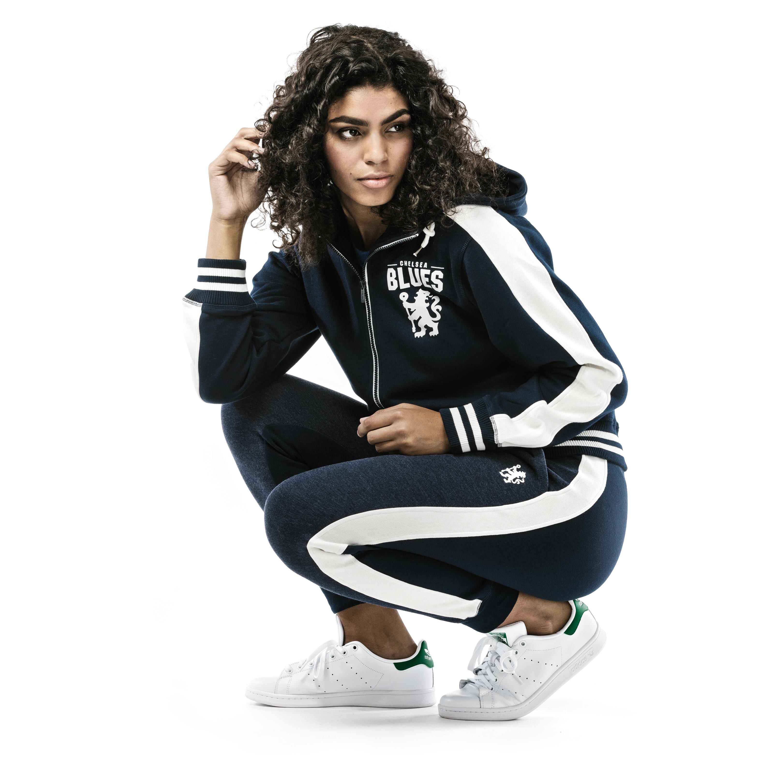 Kadisha models track suit from the Chelsea FC collection