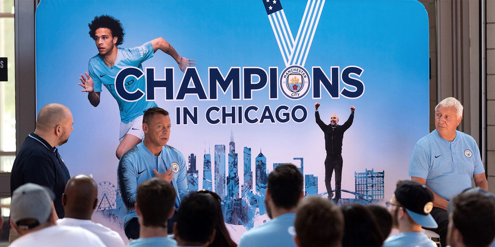 Incidental taken from the cities on tour - City legends Paul Dickov and Mike Summerbee in Chicago media session