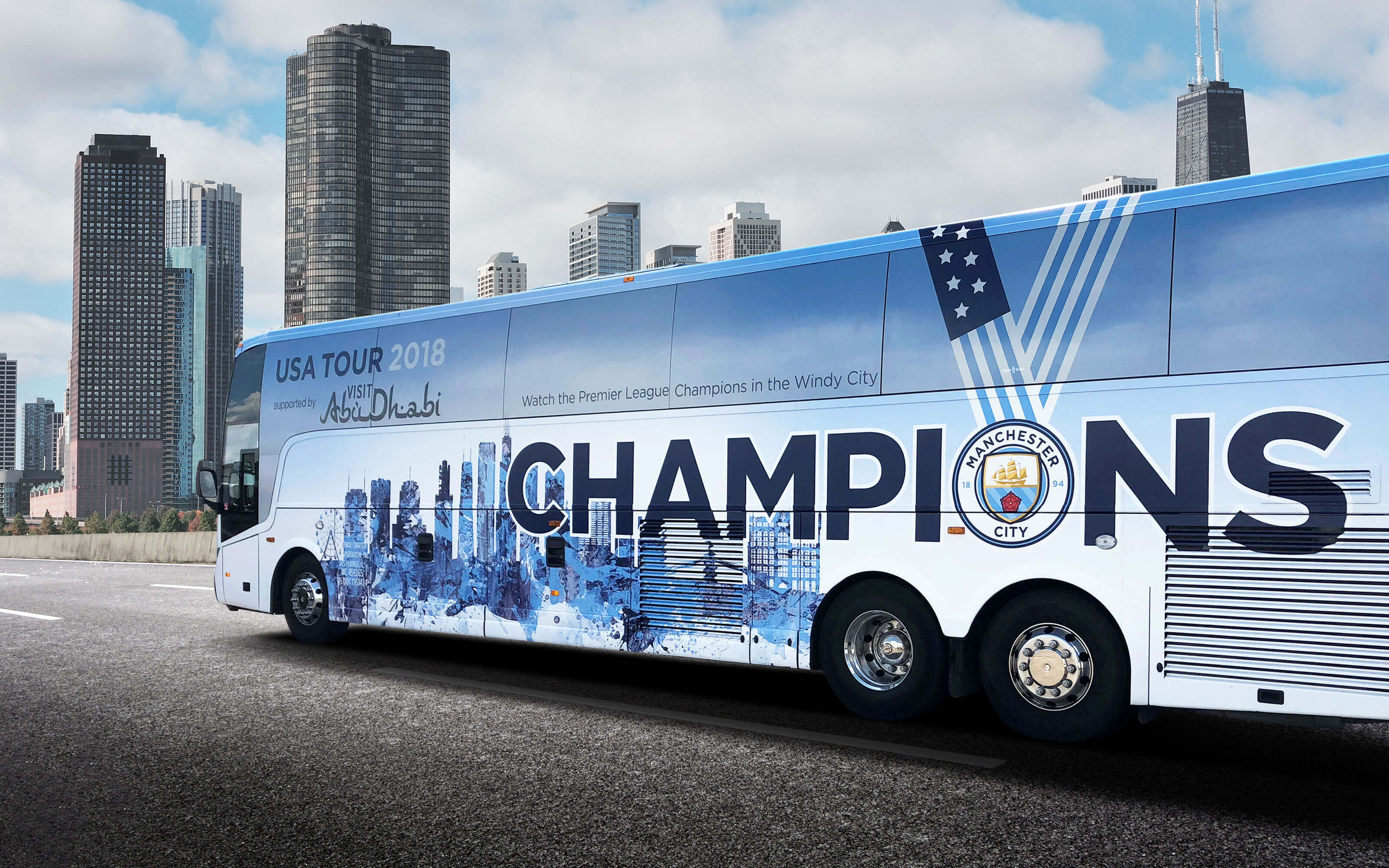 Brand campaign 'Champions' artwork for the US Tour 2018 team bus