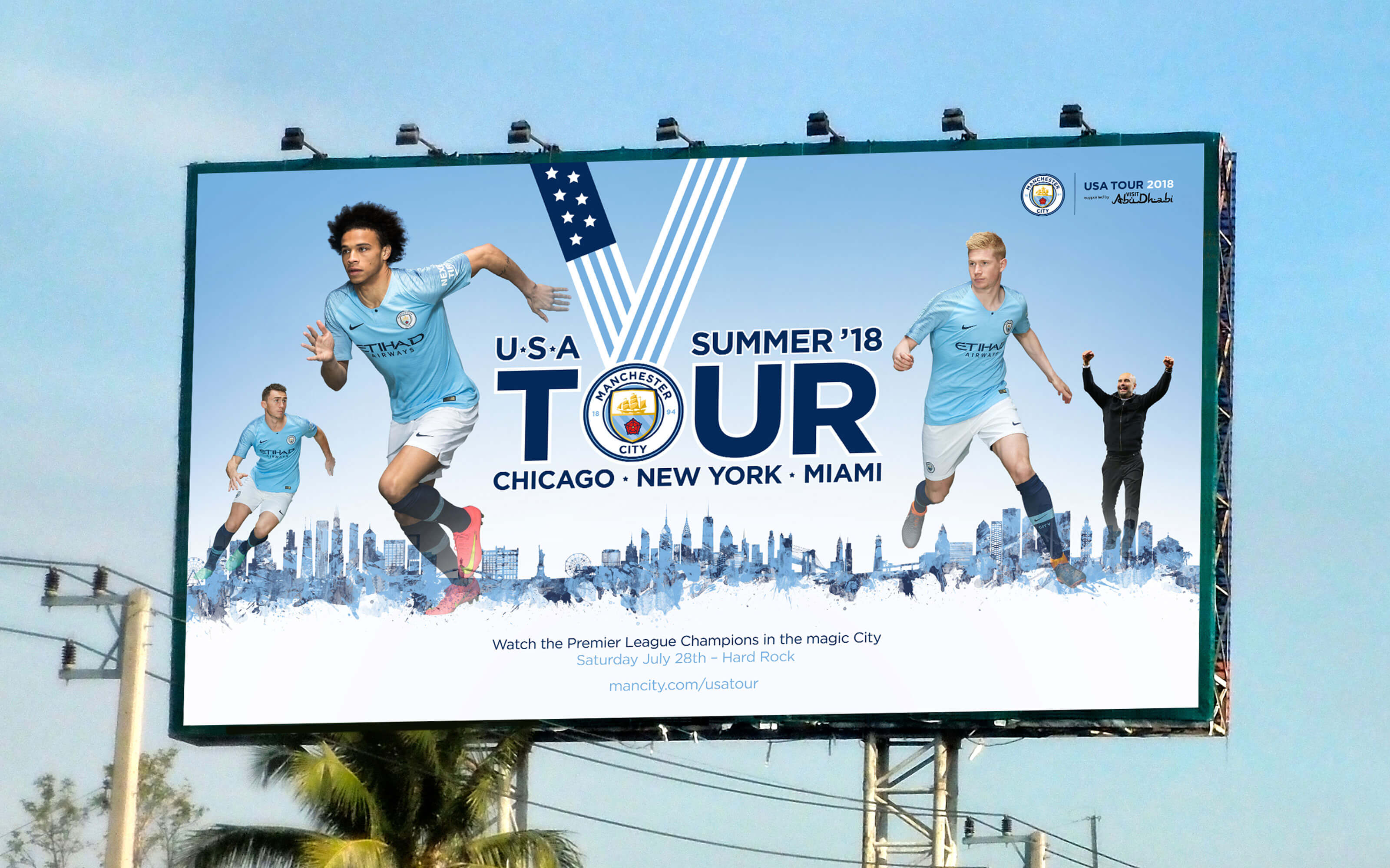Billboard for Manchester City USA Summer '18 Tour in Chicago, New York & Miami