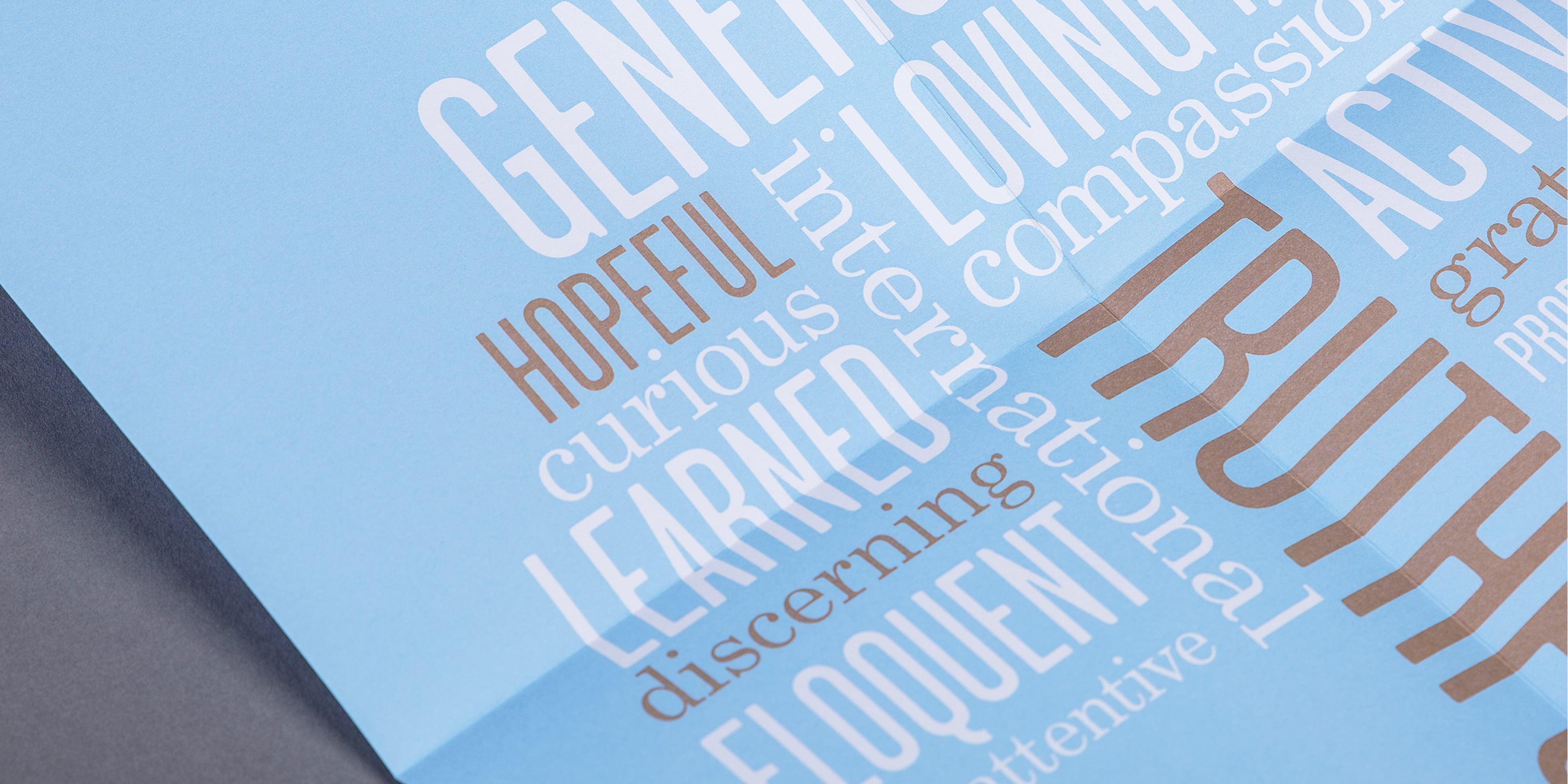 We designed a fold out poster to be included as part of the direct mail piece which showcased the values of the school