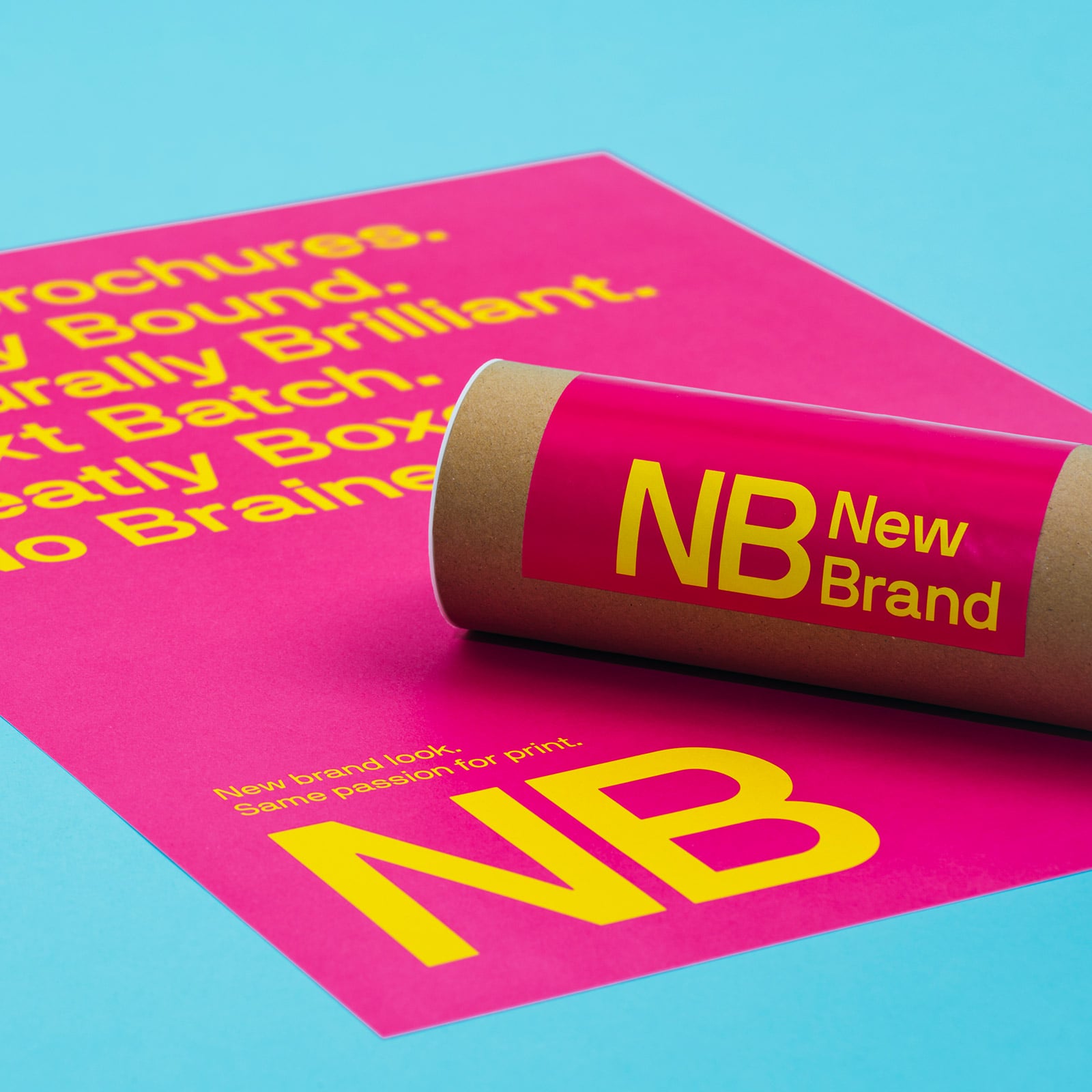 The new brand up close, and even the poster tubes are now branded