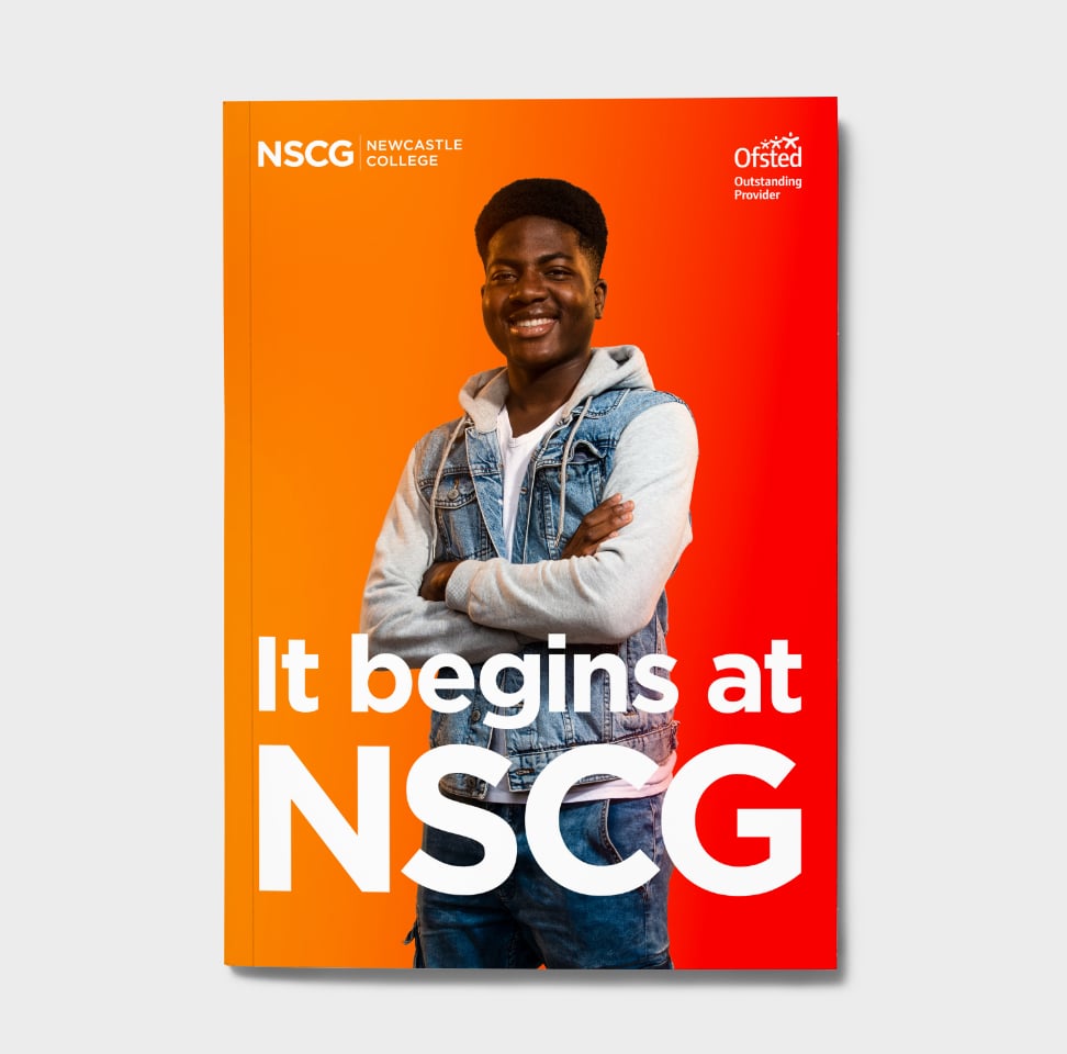 NSCG - It Starts With NSCG Newcastle College Prospectus Mockup