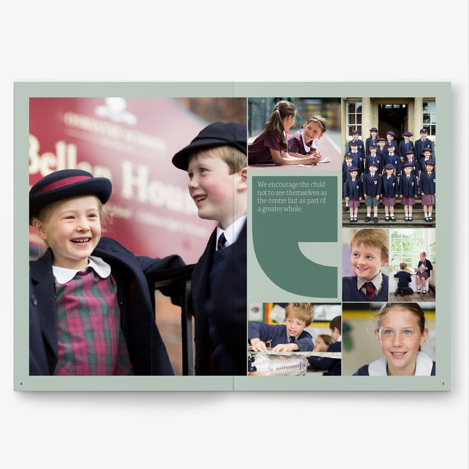 An example spread from one of the printed brochures