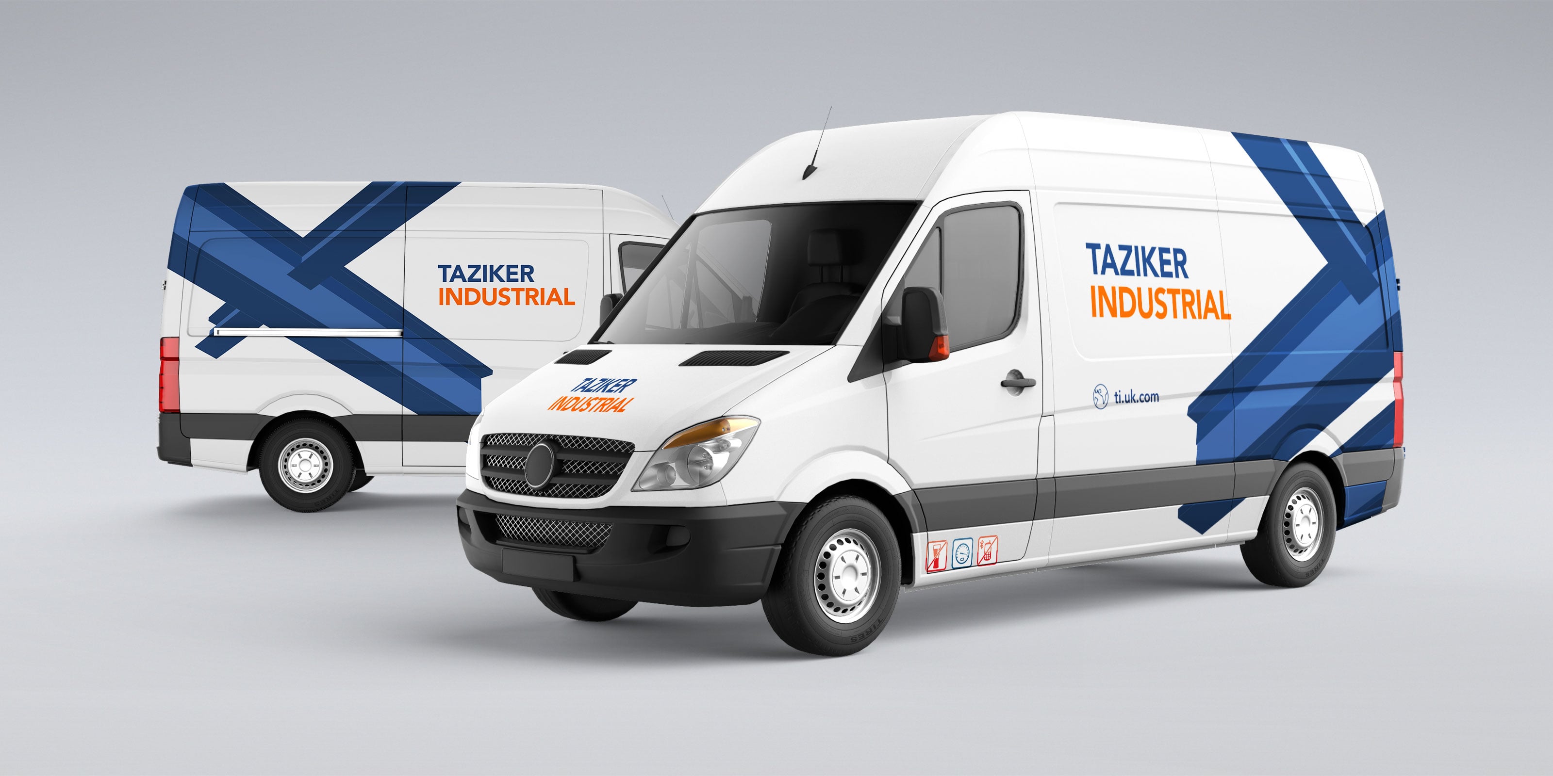 Absolute created van graphics to be deployed on Taziker Industrial's vehicles