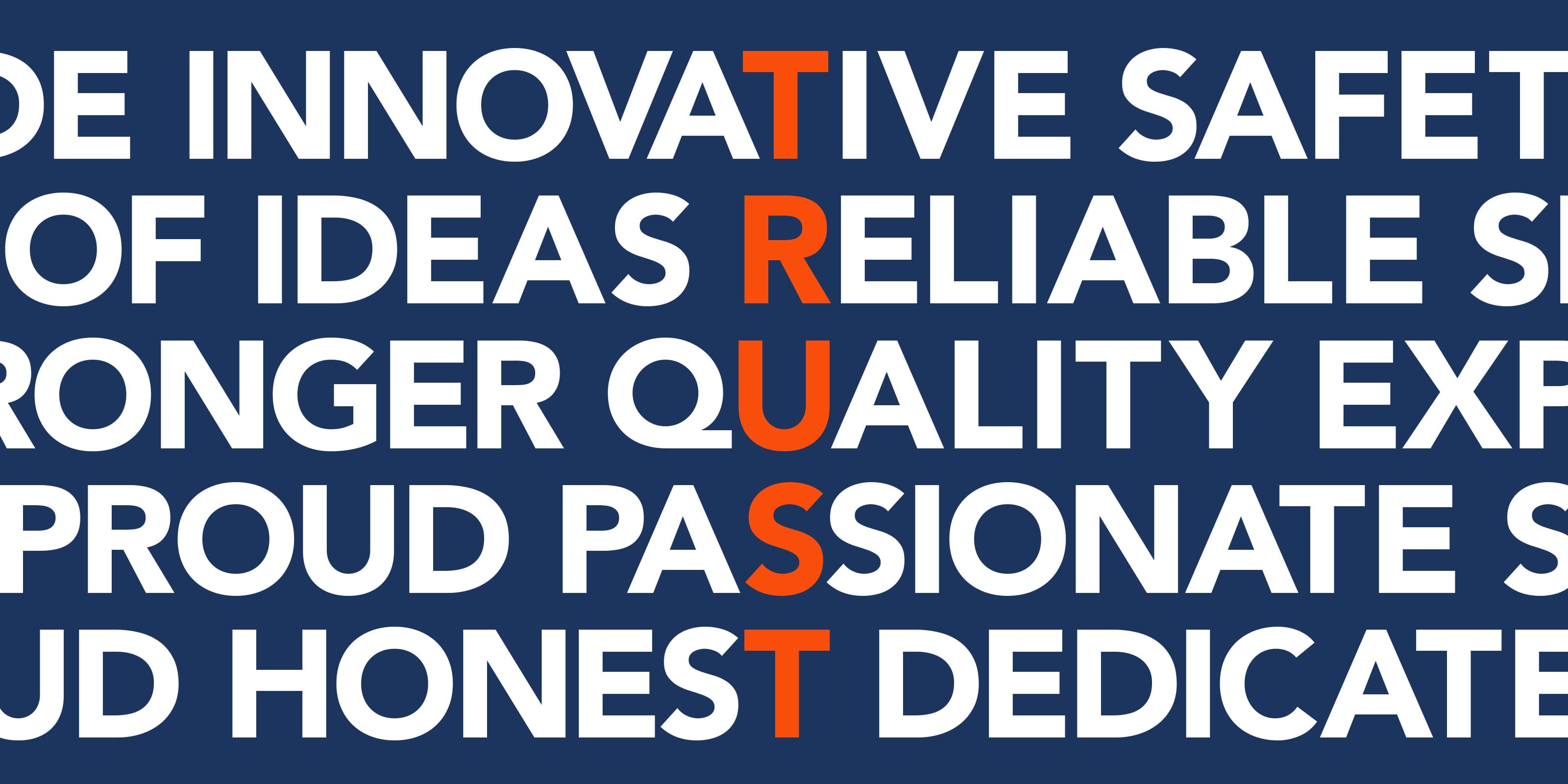 A spread from the brochure highlighting the word TRUST within some bold typography