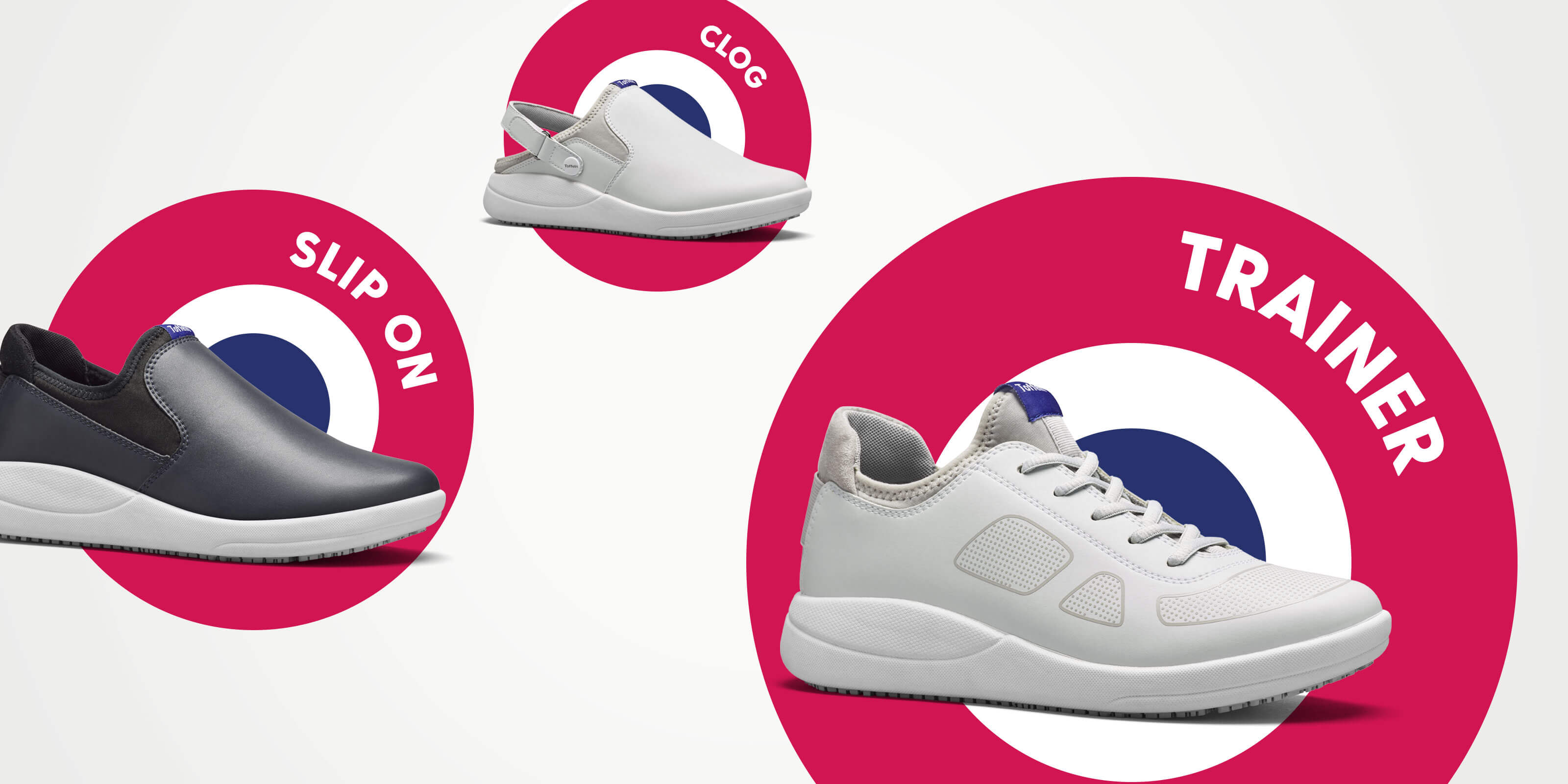 Brand campaign image showing the different products in Toffeln's SmartSole range