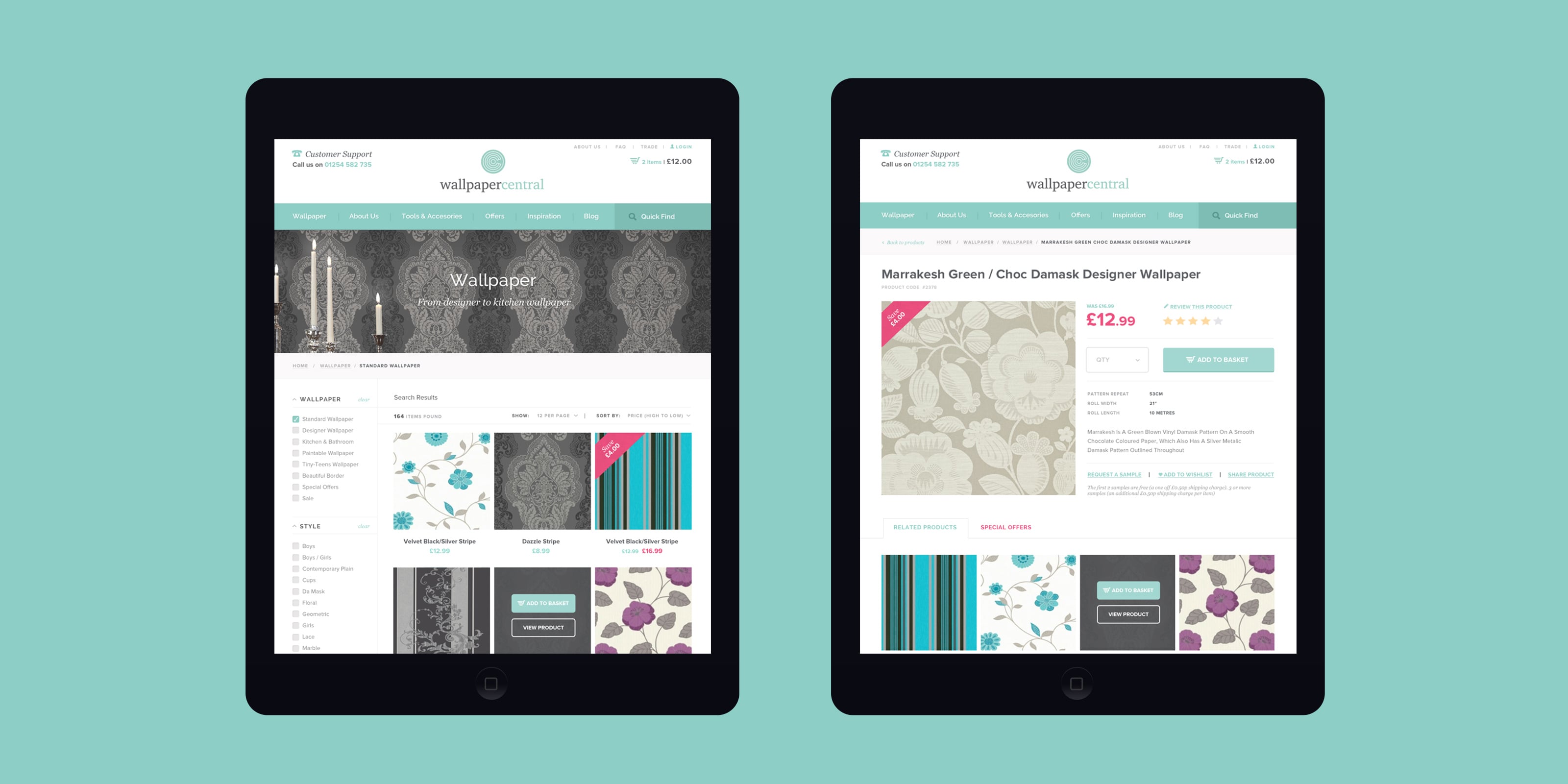 The new e-commerce website in-situ on an iPad tablet