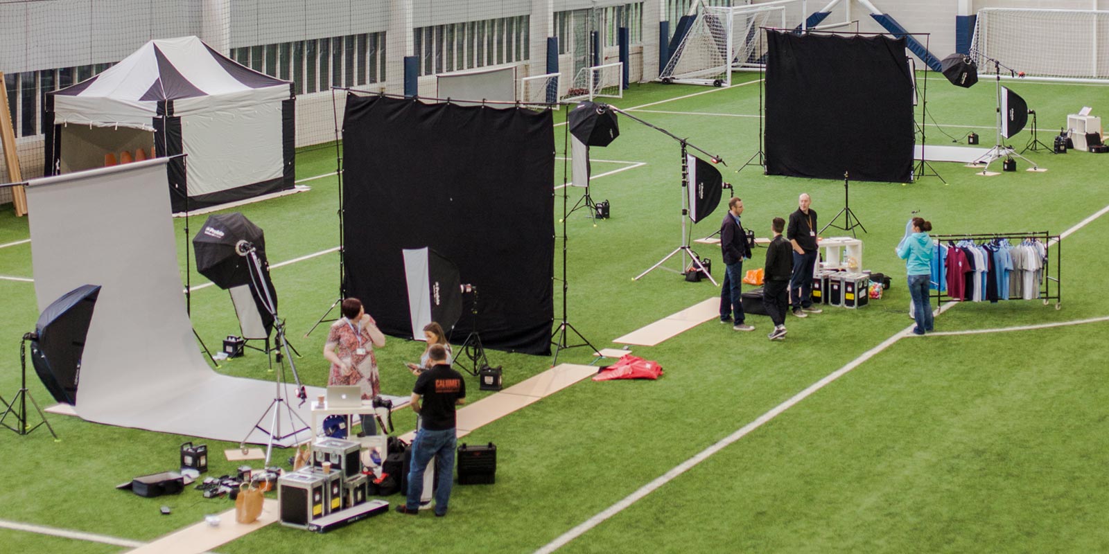 Manchester City Photoshoot Shoot set-up in the ManCity indoor pitch