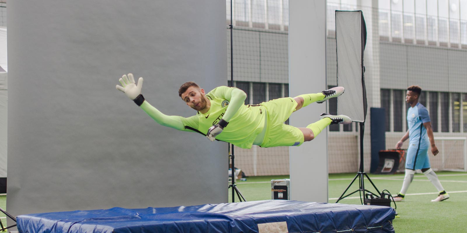 Manchester City Photoshoot Freezing the EDL goalkeeper