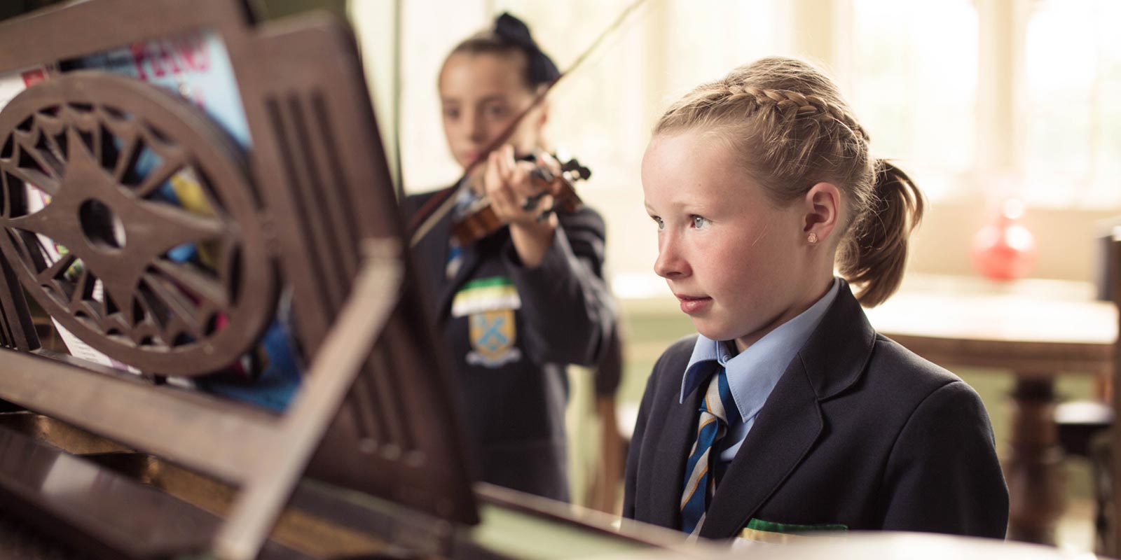 School children in a music lesson