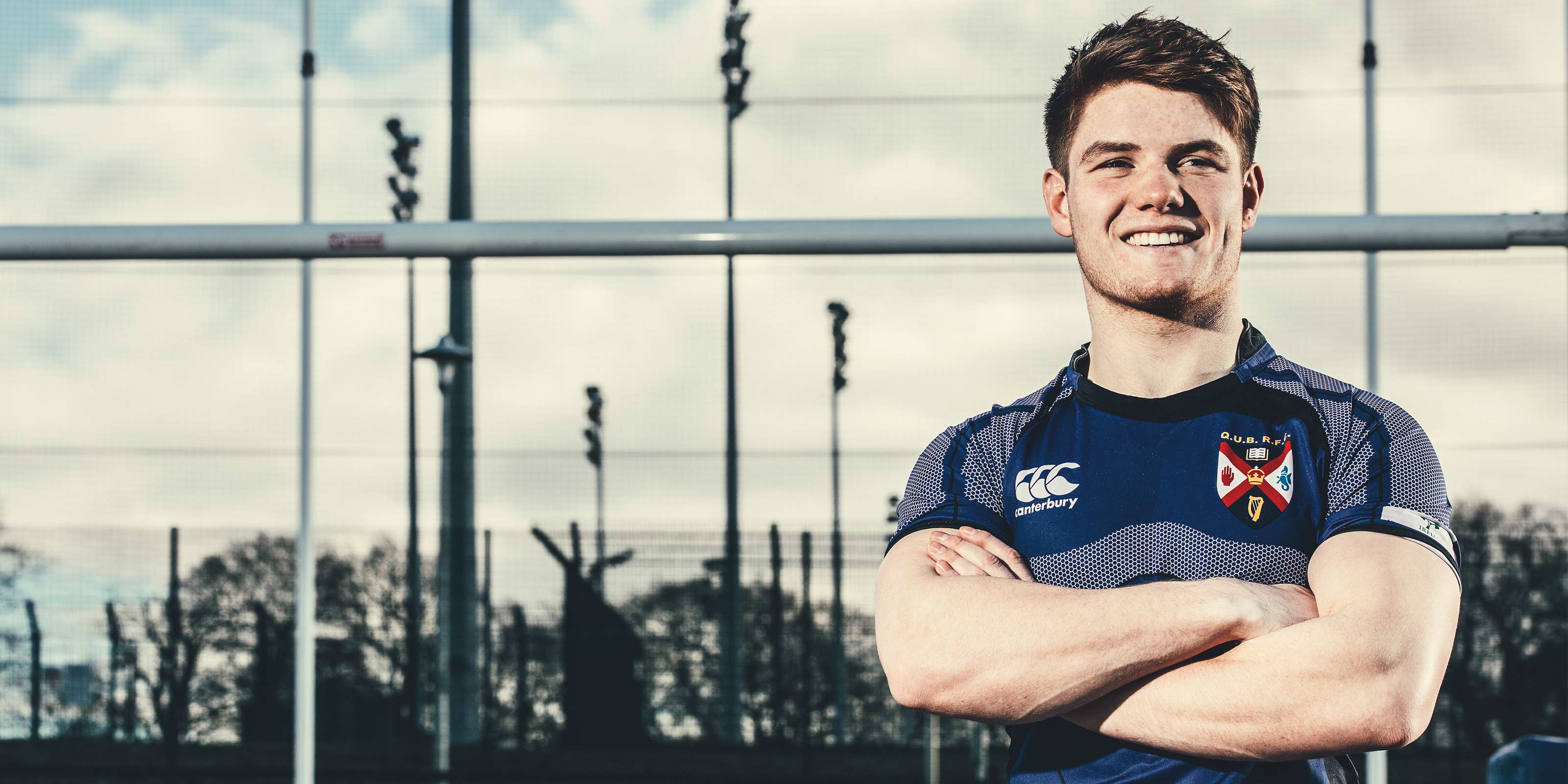 QUB Rugby player on the field